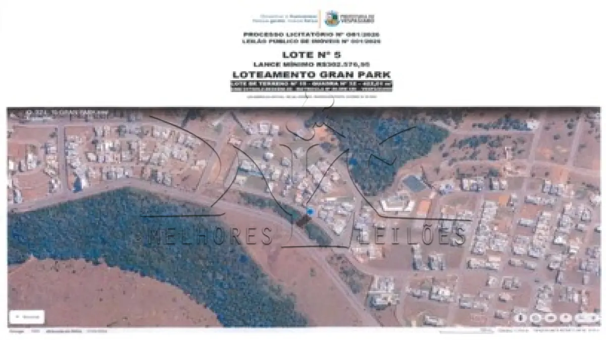 LOTE 005 - Imóvel matriculado sob n° 20.908: Lote de terreno de n° 15 (quinze), da quadra n° 32 (trinta e dois) com área de 422,01m²