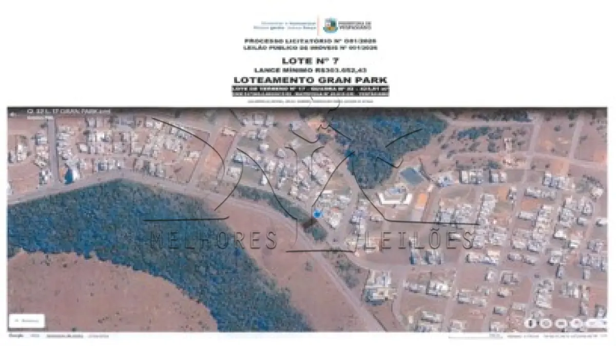 LOTE 007 - Imóvel matriculado sob n° 20.910: Lote de terreno de n° 17 (dezessete), na quadra n° 32 (trinta e dois) com área de 423,51m²