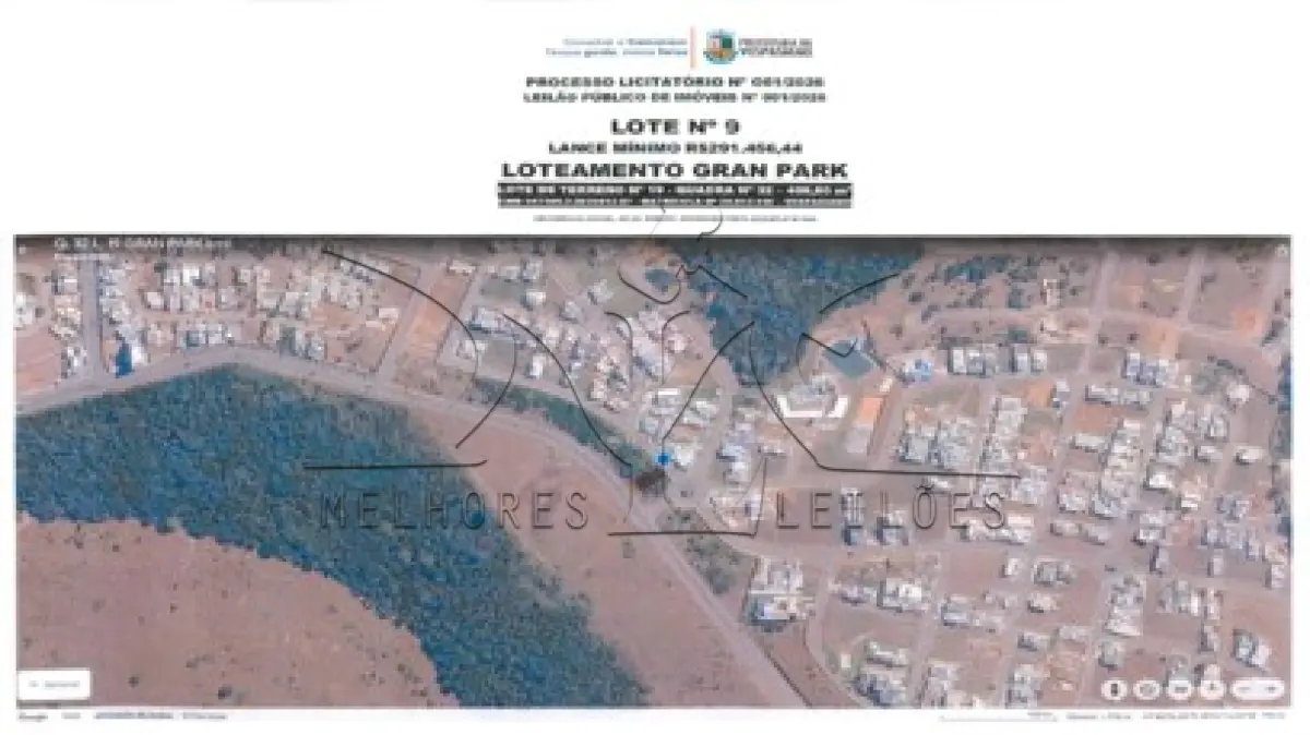 LOTE 009 - Imóvel matriculado sob n° 20.912: Lote de n° 19 (dezenove), da quadra n° 32 (trinta e dois) com área de 406,50 m²