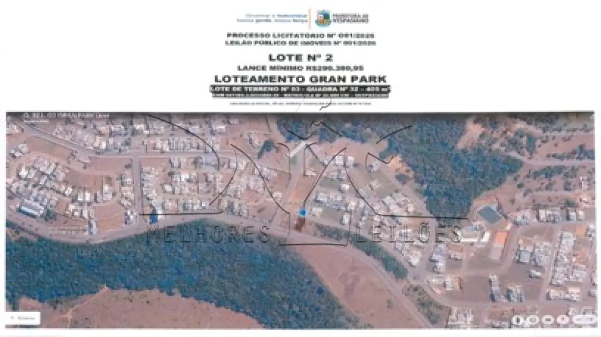 LOTE 002 - Imóvel matriculado sob n° 20.896: Lote de terreno de n° 03 (três), da quadra n° 32 (trinta e dois)  com área de 405,00m²